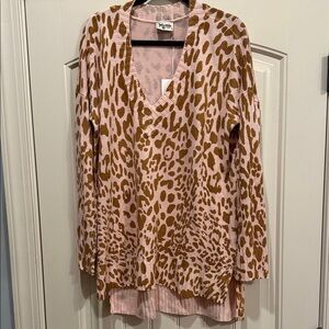 Show Me Your MuMu Pink and Brown V-Neck Sweater